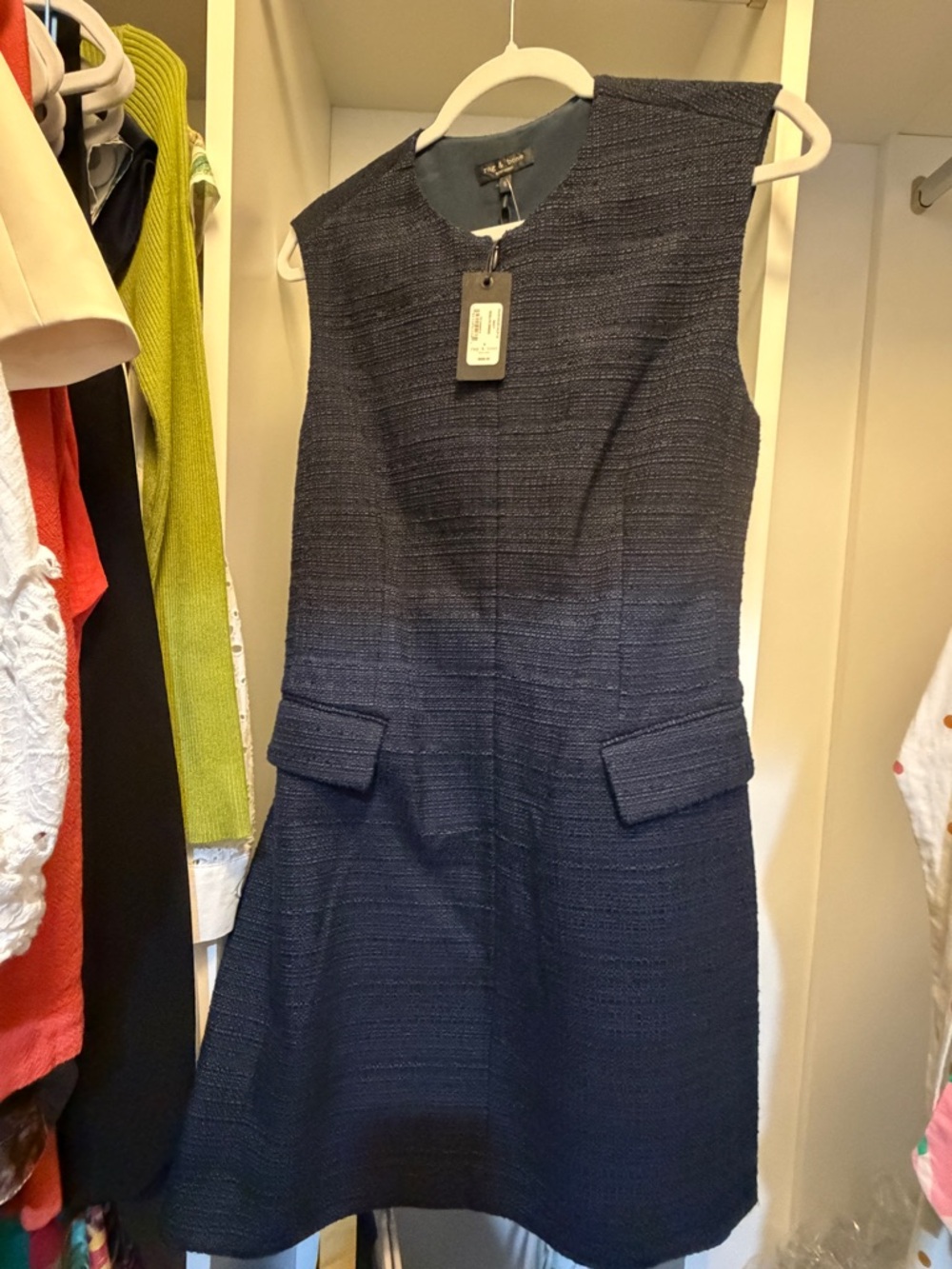 rag & bone Navy Textured Sleeveless Shift Dress